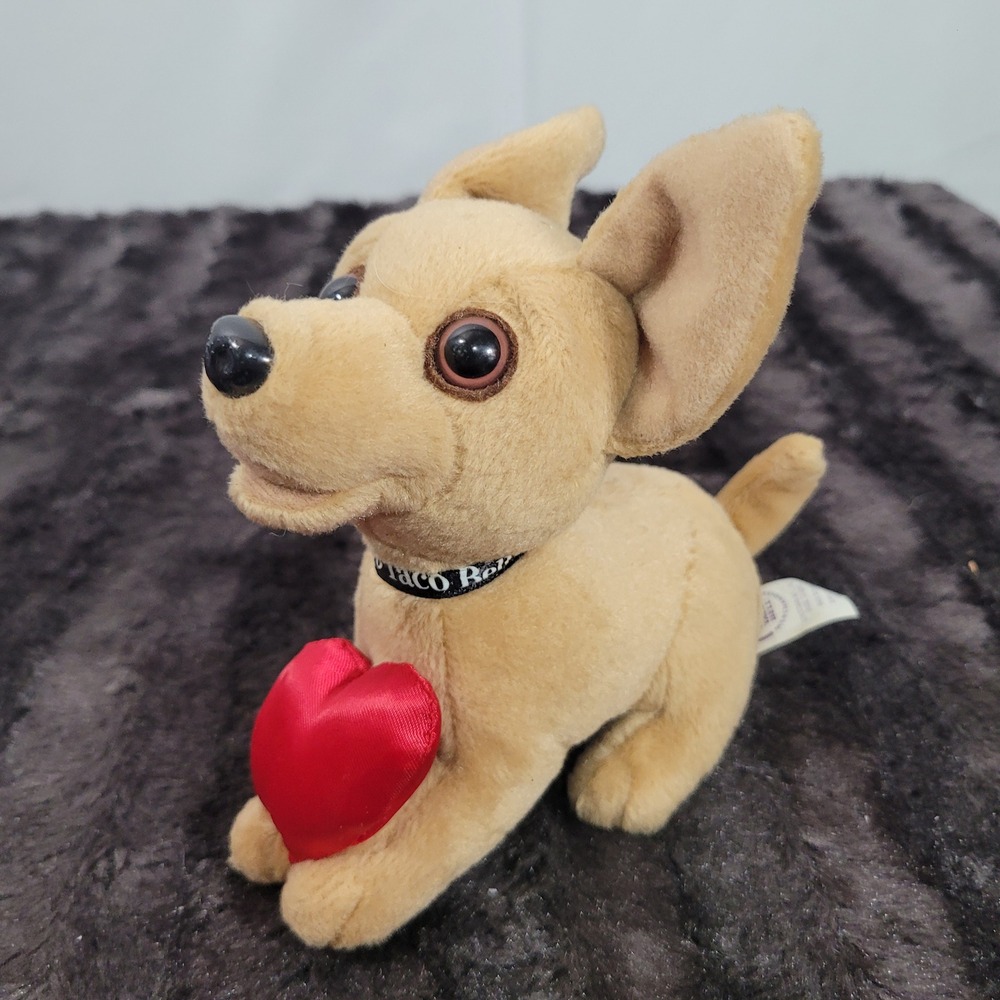 Vintage Taco Bell Chihuahua Plush Dog with Red Heart Valentine Stuffed Animal